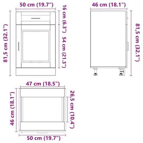 Donji kuhinjski ormarić Porto crni konstruirano drvo - Crna 1 1 x donji ormarić (1 vrata i 1 ladica) 50 cm Cijena