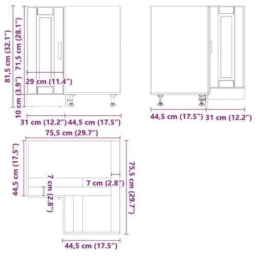 Kuhinjski kutni donji ormarić Porto bijeli konstruirano drvo - Bijela 75.5 x 75.5 x 81.5 cm 1 1x corner bottom cabinet (2 doors) Cijena