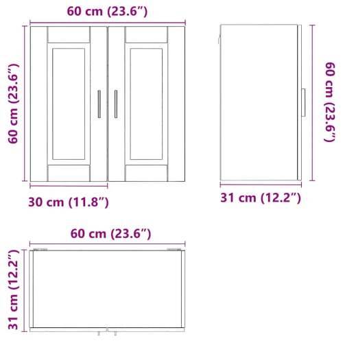 Kuhinjski zidni ormarić Porto boja drva konstruirano drvo - Staro drvo 1 1 x zidni ormarić (2 vrata) 60 cm Cijena