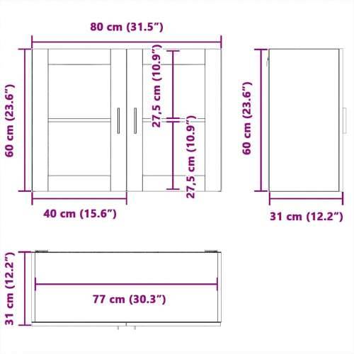 Kuhinjski zidni ormarić sa staklenim vratima Porto boja hrasta - Dimljeni hrast 1 1 x zidni stakleni ormarić (2 vrata) 80 cm Cijena