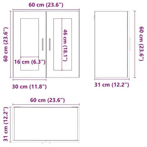 Kuhinjski zidni ormarić sa staklenim vratima Porto crni - Crna 1 1 x zidni stakleni ormarić (2 vrata) 60 cm Cijena