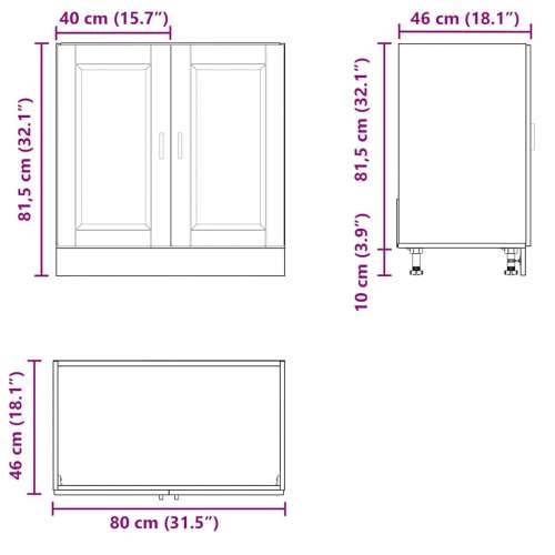 Donji ormarić za sudoper Porto siva sonome 80x46x81,5 cm drveni - Sivi hrast sonoma 1 1 x donji ormarić (2 vrata) 80 cm Cijena