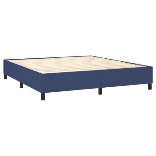 Krevet s oprugama i madracem plavi 160x200 cm od tkanine - Plava 160 x 200 cm vodoravne pruge Cijena