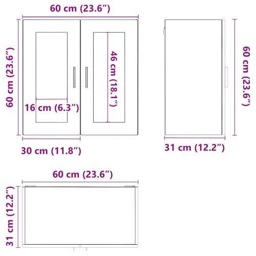 Kuhinjski zidni ormarić sa staklenim vratima Porto boja betona - Beton siva 1 1 x zidni stakleni ormarić (2 vrata) 60 cm Cijena