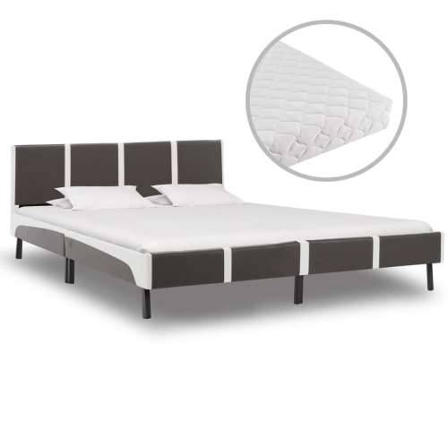 Krevet od umjetne kože s madracem sivo-bijeli 180 x 200 cm
