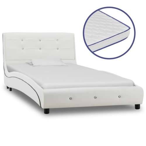Krevet od umjetne kože s memorijskim madracem bijeli 90x200 cm
