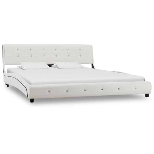 Krevet od umjetne kože s madracem bijeli 160 x 200 cm Cijena