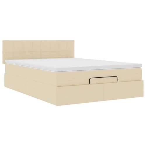 Otomanski krevet s madracem krem 140x200 cm tkanine - Krema 140 x 200 cm Blok s kvadratima Cijena