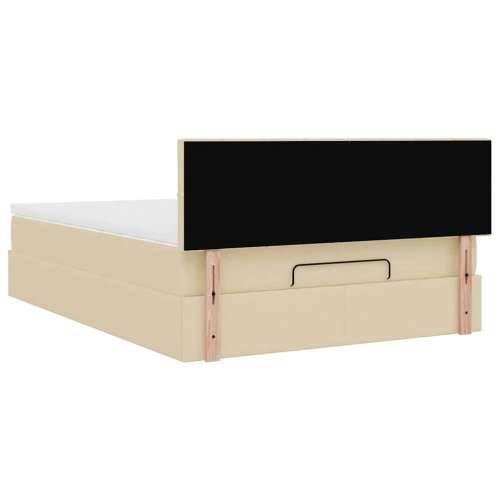 Otomanski krevet s madracem krem 140x200 cm tkanine - Krema 140 x 200 cm Blok s kvadratima Cijena