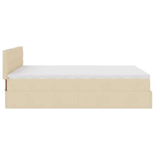Otomanski krevet s madracem krem 140x200 cm tkanine - Krema 140 x 200 cm gumbi Cijena