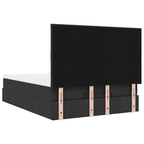 Otomanski krevet s madracem crni 140x200 cm tkanine - Crna 140 x 200 cm Blok s kvadratima Cijena