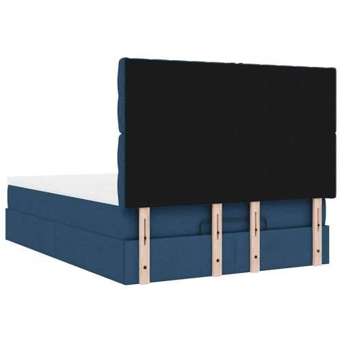 Otomanski okvir kreveta s madracem plavi 140x200cm od tkanine - Plava 140 x 200 cm Dizajn s gumbima Cijena