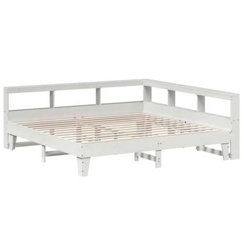 Krevet s regalom z knjige bez madraca bijeli 200x200cm borovina - Bijela 200 x 200 cm Cijena