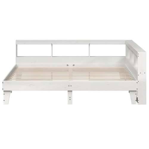 Krevet s regalom z knjige bez madraca bijeli 200x200cm borovina - Bijela 200 x 200 cm Cijena