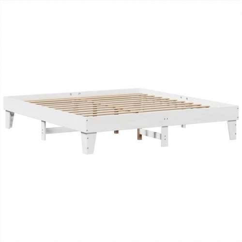 Krevet s regalom z knjige bez madraca bijeli 200x200cm borovina - Bijela 200 x 200 cm Cijena