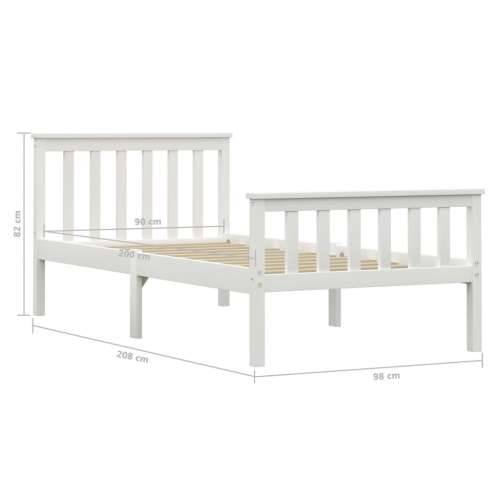 Okvir za krevet od masivne borovine bijeli 90 x 200 cm  - Bijela 90 x 200 cm Cijena