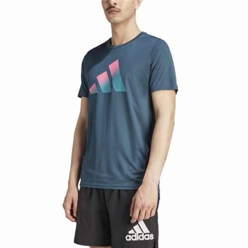 Košulja Adidas Run Icons 3 Bar Plava Cijena
