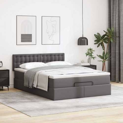 Otomanski krevet s madracima i LED sivi 140x200cm umjetna koža - Siva 140 x 200 cm Cijena