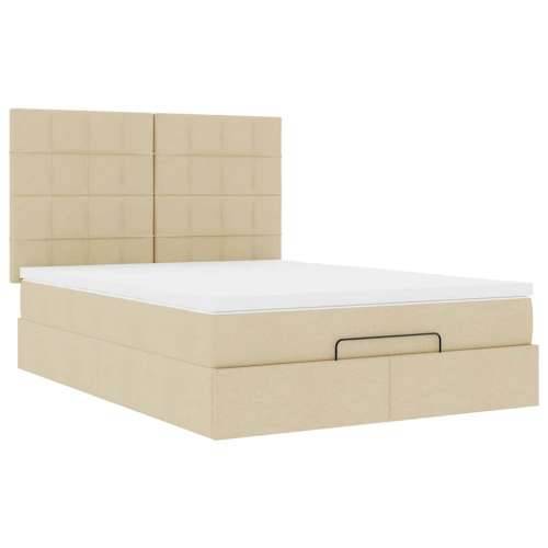 Otomanski krevet s madracem krem 140x200 cm tkanine - Krema 140 x 200 cm Blok s kvadratima Cijena