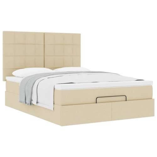 Otomanski krevet s madracem krem 140x200 cm tkanine - Krema 140 x 200 cm Blok s kvadratima Cijena