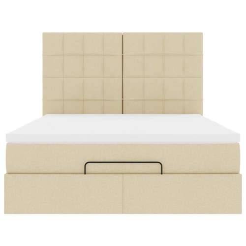 Otomanski krevet s madracem krem 140x200 cm tkanine - Krema 140 x 200 cm Blok s kvadratima Cijena