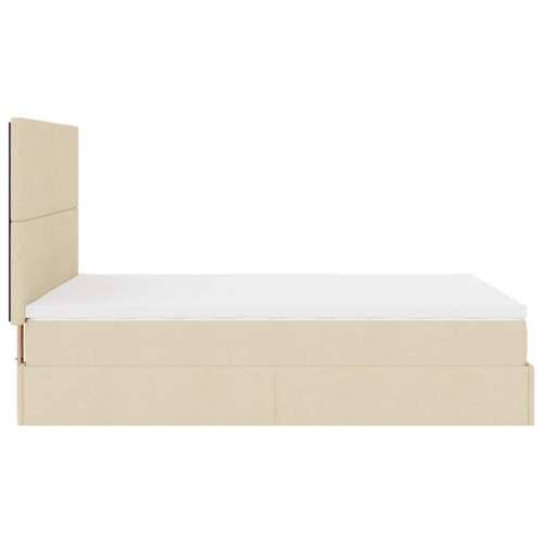 Otomanski krevet s madracem i LED krem 140x200 cm tkanine - Krema 140 x 200 cm Gladak dizajn Cijena