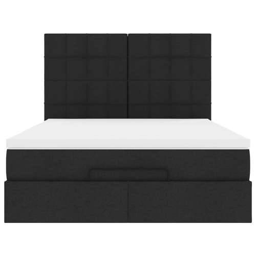 Otomanski krevet s madracem i LED crni 140x200 cm od tkanine - Crna 140 x 200 cm Blok s kvadratima Cijena