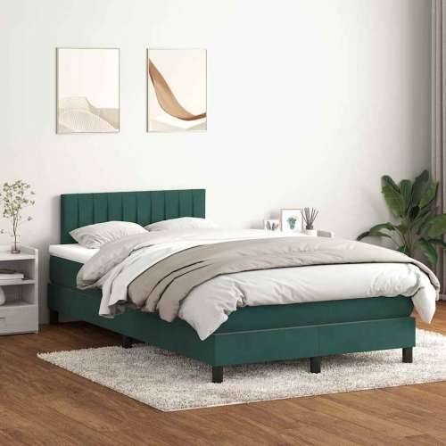 Box spring krevet s madracem tamnozeleni 120x210 cm baršunasti - Tamnozelena 120 x 210 cm Okomite pruge Cijena