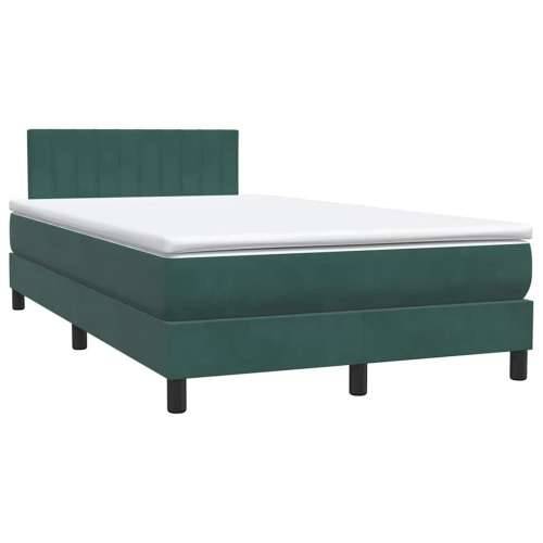 Box spring krevet s madracem tamnozeleni 120x210 cm baršunasti - Tamnozelena 120 x 210 cm Okomite pruge Cijena