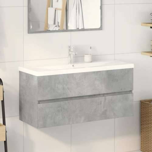 2-dijelni set kupaonskog namještaja siva boja betona drveni - Beton siva 100 x 38.5 x 45 cm Sa slavinom 1 Cijena