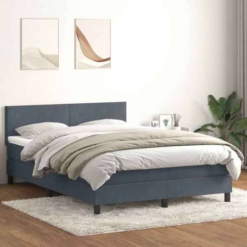 Box spring krevet s madracem tamnosivi 140x210 cm baršunasti - Tamno siva 140 x 210 cm Gladak dizajn Cijena