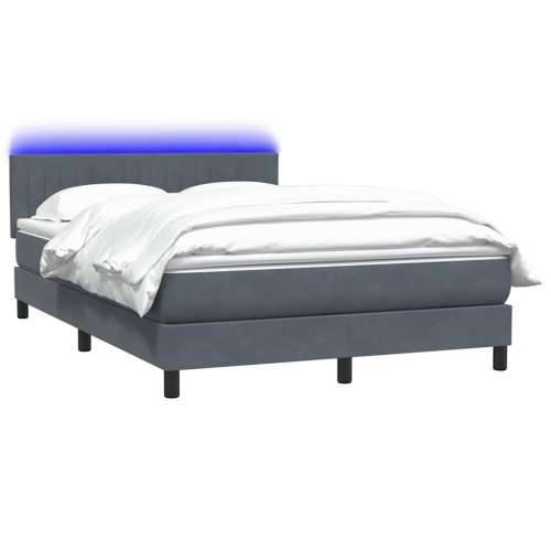 Box spring krevet s madracem tamnosivi 140x210 cm baršunasti - Tamno siva 140 x 210 cm Okomite pruge Cijena