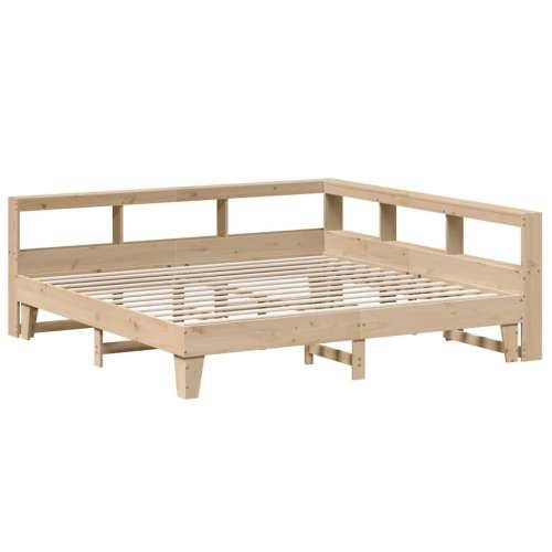 Krevet s regalom za knjige bez madraca 200 x 200 cm od borovine - Smeđa 200 x 200 cm Cijena