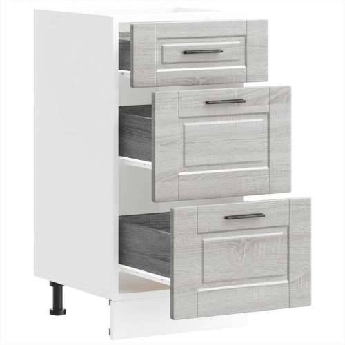 Donji kuhinjski ormarić Porto boja hrasta konstruirano drvo - Sivi hrast sonoma 40 x 46 x 81.5 cm 1 1x bottom cabinet (3 drawers Cijena
