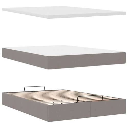 Otomanski krevet s madracem i LED smeđesivi 140x200 cm tkanine - Sivo-smeđa 140 x 200 cm gumbi Cijena