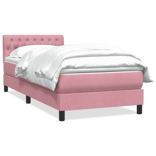 Box spring krevet s madracem ružičasti 90x220 cm baršunasti - Ružičasta 90 x 220 cm Dizajn s gumbima Cijena