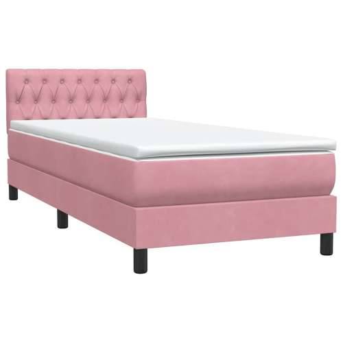 Box spring krevet s madracem ružičasti 90x220 cm baršunasti - Ružičasta 90 x 220 cm Dizajn s gumbima Cijena