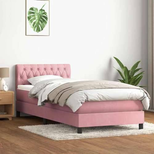 Box spring krevet s madracem ružičasti 90x220 cm baršunasti - Ružičasta 90 x 220 cm Dizajn s gumbima Cijena