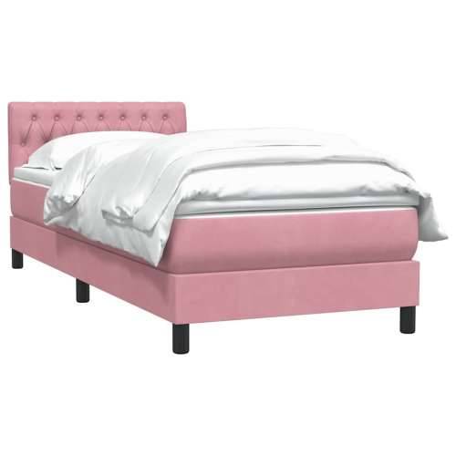 Box spring krevet s madracem ružičasti 90x220 cm baršunasti - Ružičasta 90 x 220 cm Dizajn s gumbima Cijena