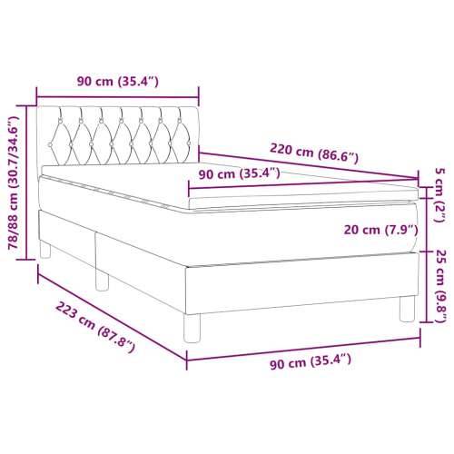 Box spring krevet s madracem ružičasti 90x220 cm baršunasti - Ružičasta 90 x 220 cm Dizajn s gumbima Cijena
