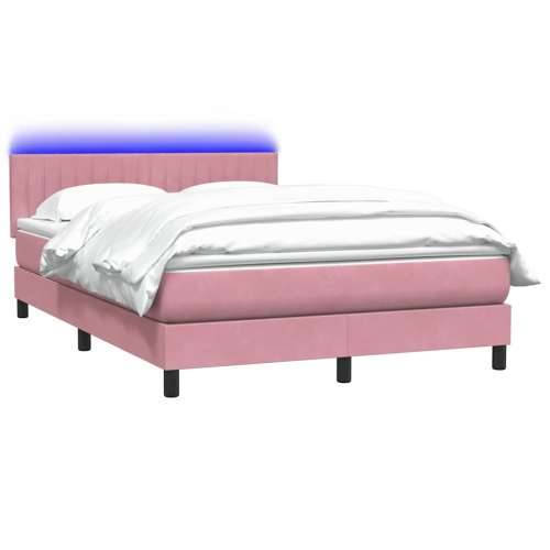 Krevet s oprugama i madracem ružičasti 140x210 cm baršunasti - Ružičasta 140 x 210 cm Okomite pruge Cijena