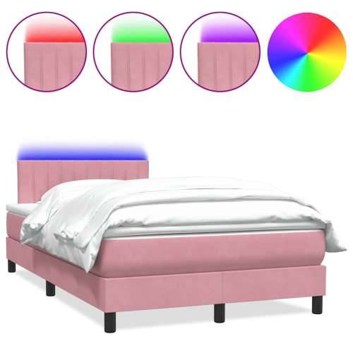 Box Spring krevet s madracem ružičasti 120x220 cm samt - Ružičasta 120 x 220 cm Okomite pruge Cijena