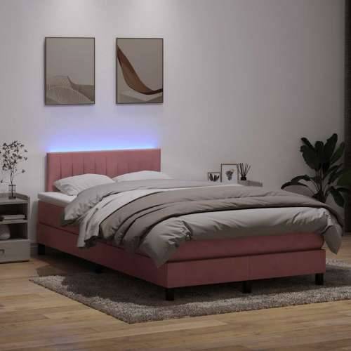 Box Spring krevet s madracem ružičasti 120x220 cm samt - Ružičasta 120 x 220 cm Okomite pruge Cijena