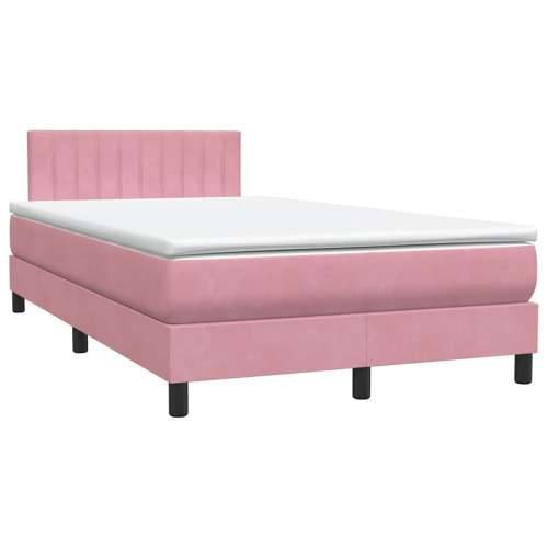 Box Spring krevet s madracem ružičasti 120x220 cm samt - Ružičasta 120 x 220 cm Okomite pruge Cijena