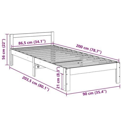 Okvir kreveta bez madraca bijeli 90 x 200 cm masivna borovina - Bijela 90 x 200 cm Cijena
