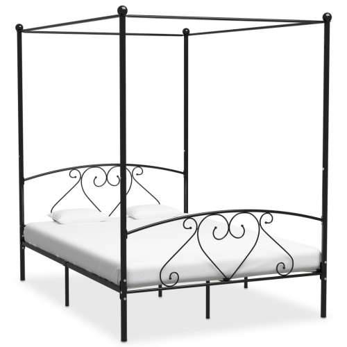 Okvir za krevet s nadstrešnicom crni metalni 160 x 200 cm  - Crna 160 x 200 cm Cijena