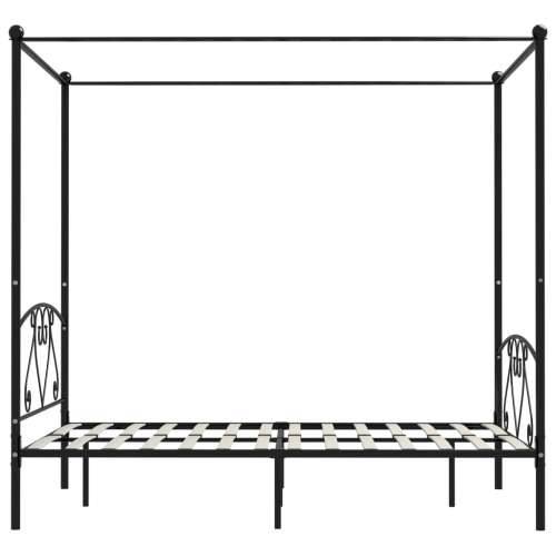 Okvir za krevet s nadstrešnicom crni metalni 160 x 200 cm  - Crna 160 x 200 cm Cijena