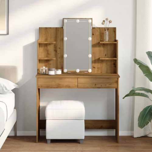 Toaletni stol s LED svjetlima Artisan hrast 96x40x142 cm - hrast artisan 1 Cijena