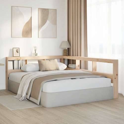 Polica za knjige uzglavlje L-oblika 150 cm borovine - Prirodna 168.5 x 218.5 x 80 cm 1 Cijena