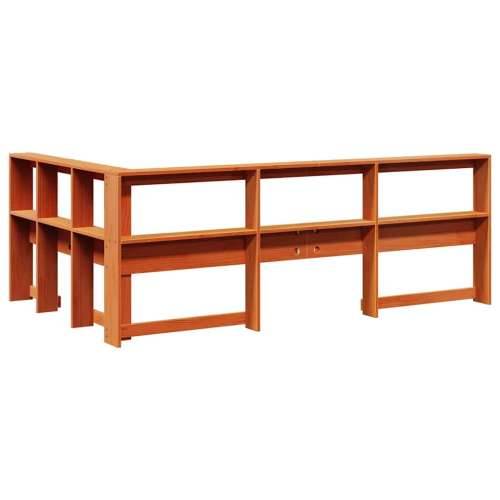Polica za knjige uzglavlje L-oblika voštano smeđe borovine - Voštano smeđa 138.5 x 208.5 x 80 cm 1 Cijena